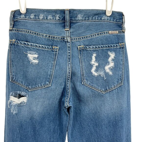 Kancan Women Distressed Raw Hem Mid Rise Blue Denim Jeans Size 24 W28"xL29" - Picture 4 of 10